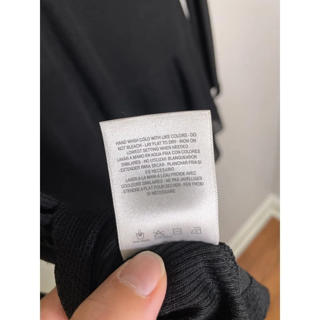 C&V Chelsea and Violet Peplum Top Size XS Black Knit Ribbed Long Sleeve New - Image 7