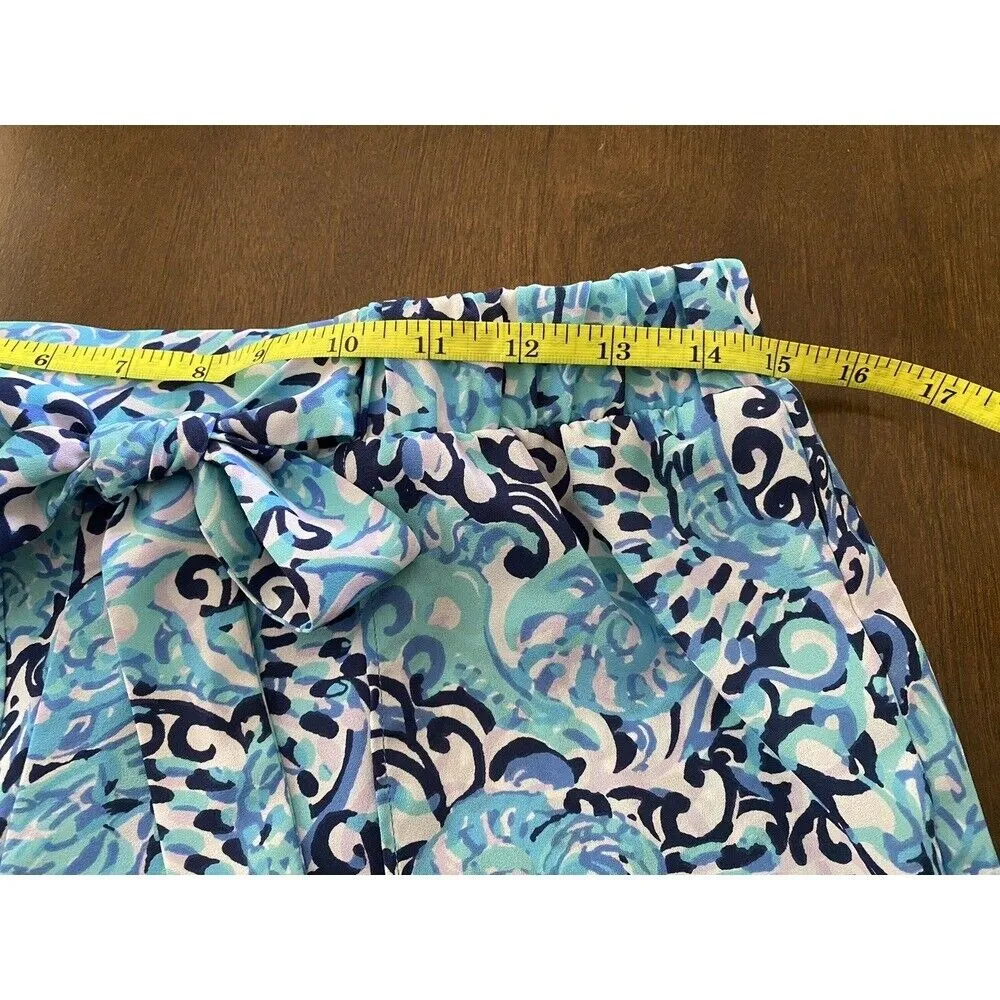 Lilly Pulitzer Shorts Tie Waist Blue‎ Patterned Casual Size 4 - Image 9