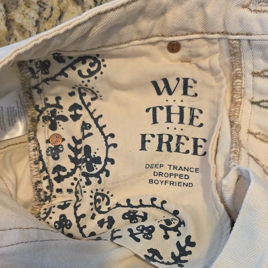We The Free Jeans Deep Trance Dropped Boyfriend Wide Leg Denim Cream Size 24 - Image 11