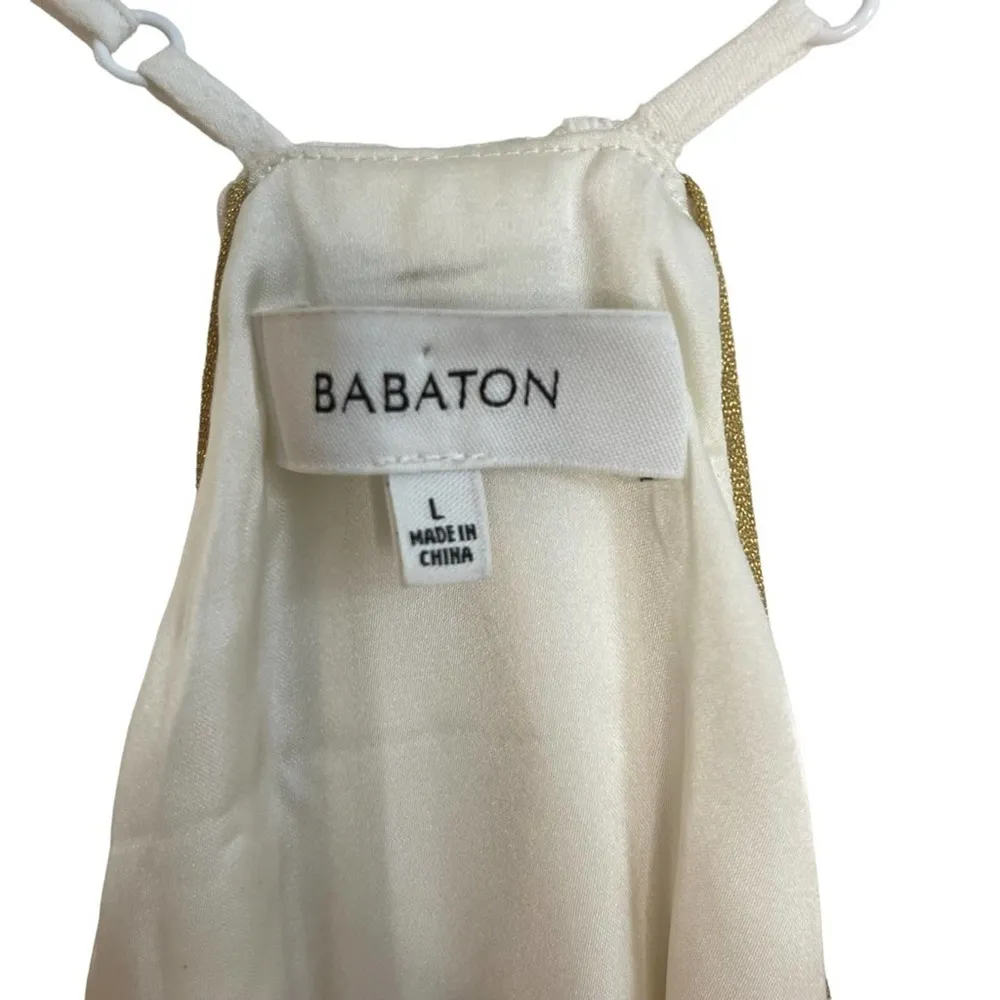 Babaton Aritzia Cream Gold Trim Racerback Cami - Image 4