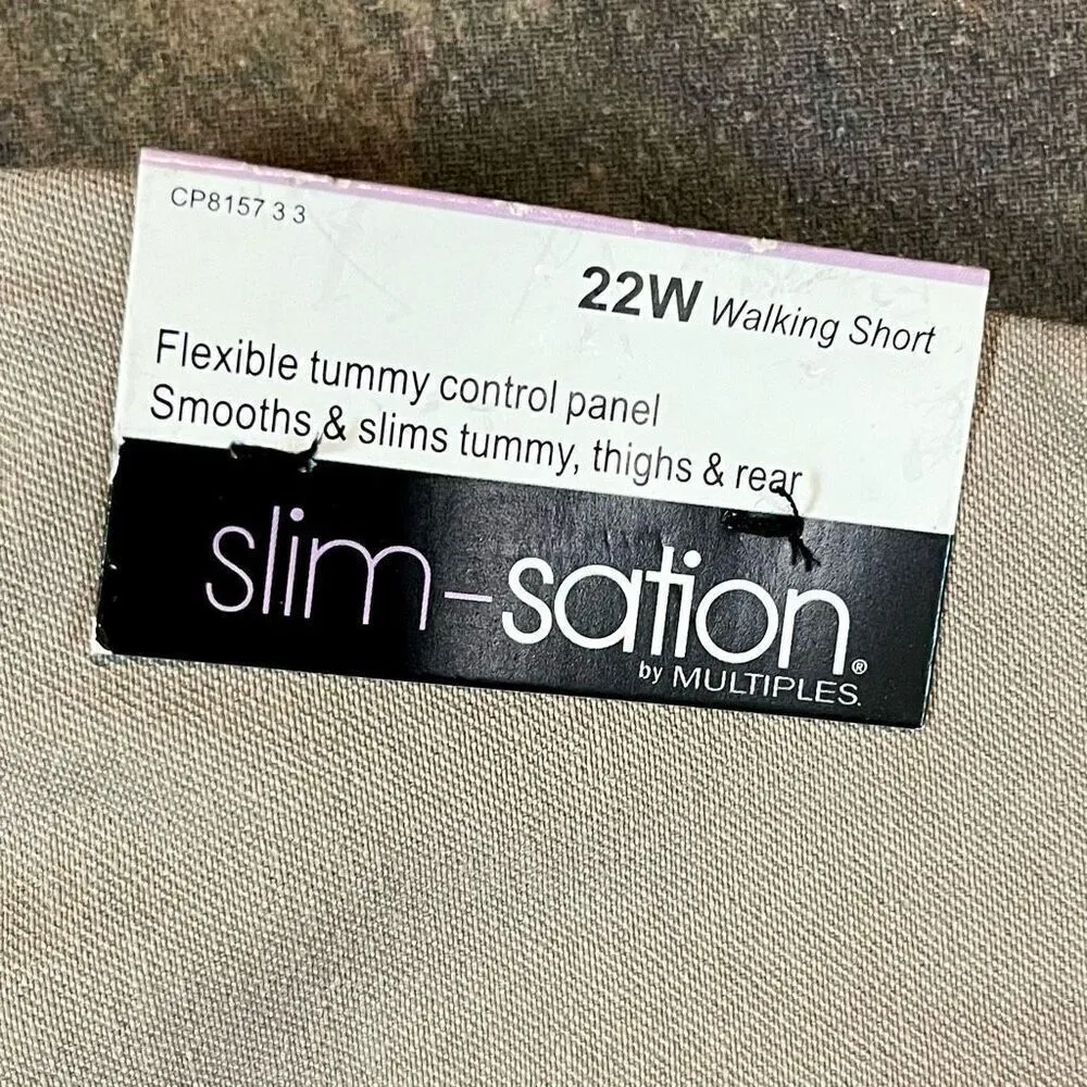 NWT Slim-Sation By Multiple Khaki Pull-on Walking Shorts 22W - Image 9