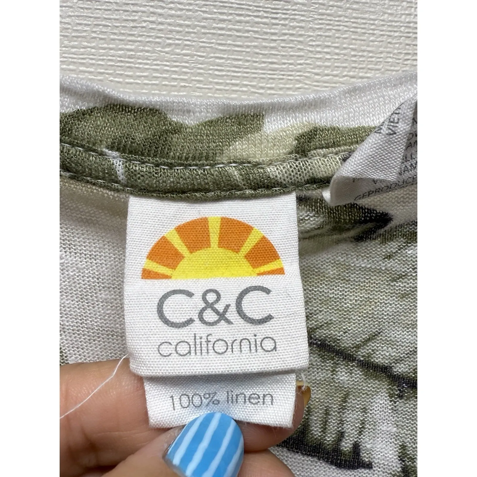 C&C California Leaf Print 100% Linen Tunic 3X Resort Beach Boho Asymmetrical‎ - Image 3