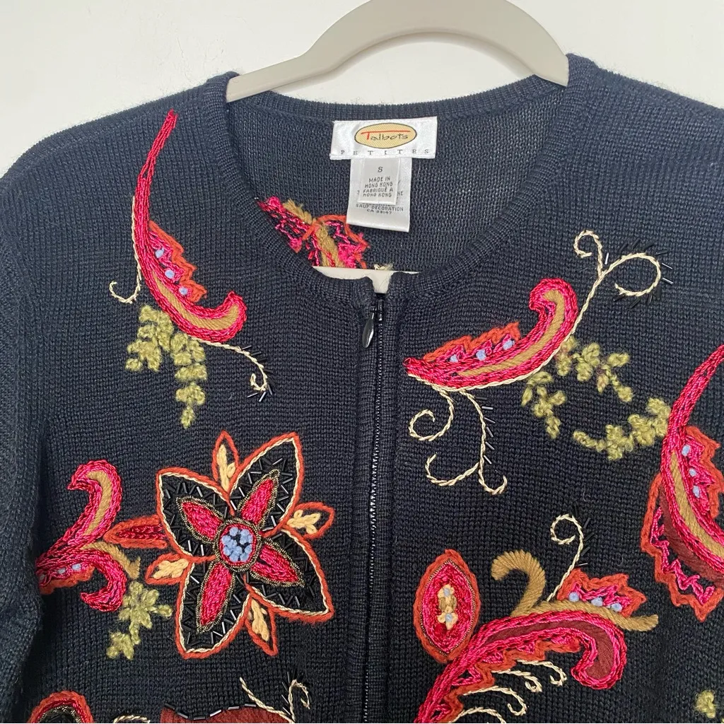 Talbots Petites Full Zip Wool Blend Cardigan Sweater S - Image 4