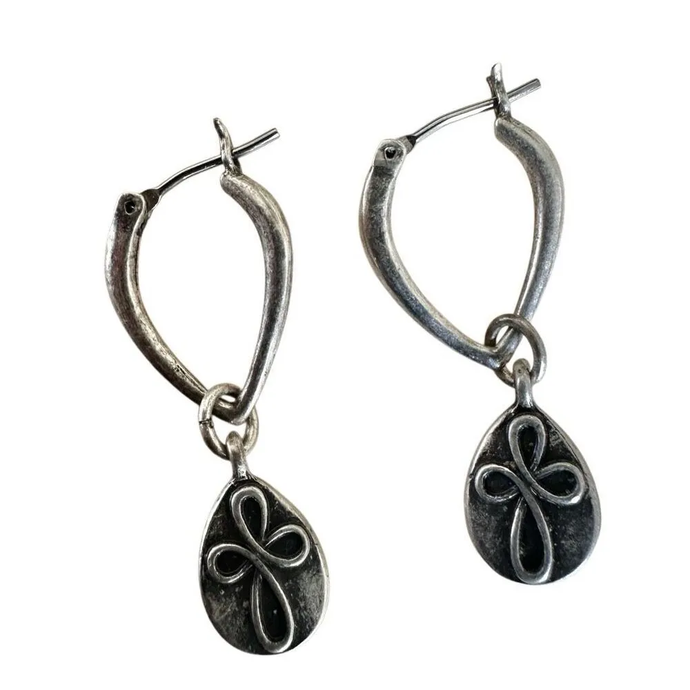 🌿 Boho Reversible Green cross Teardrop Earrings - Image 2