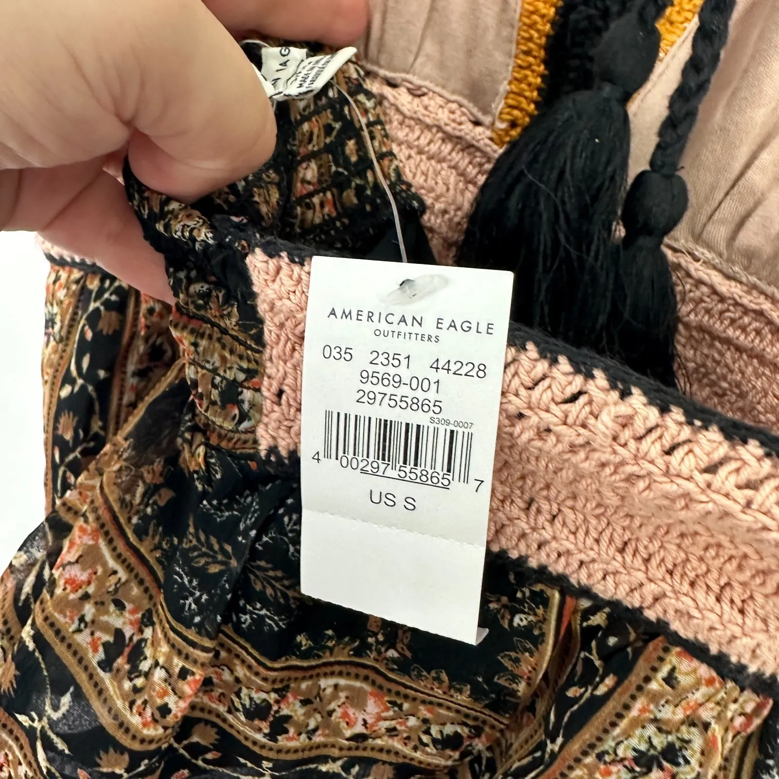 American Eagle Top Womens S Crochet Halter Boho Festival‎ Hippie Indie Y2K NWT - Image 3