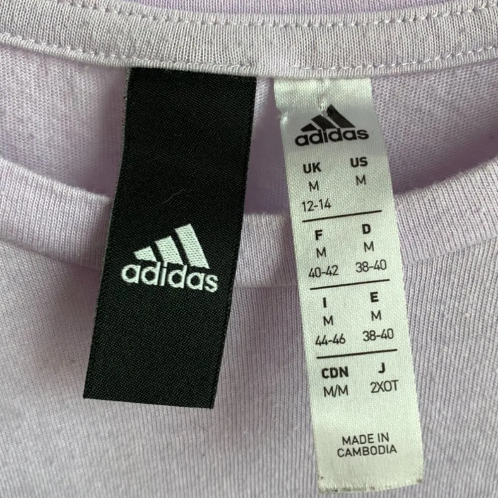 Adidas Light Purple Logo Cropped Short Sleeve Shirt - Image 4