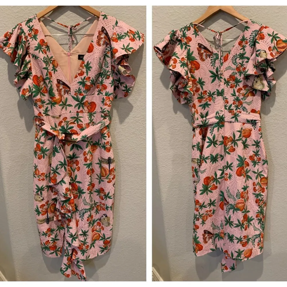 PatBO Ruffle Belted Cocktail Dress (US/6) Size undefined - Image 4