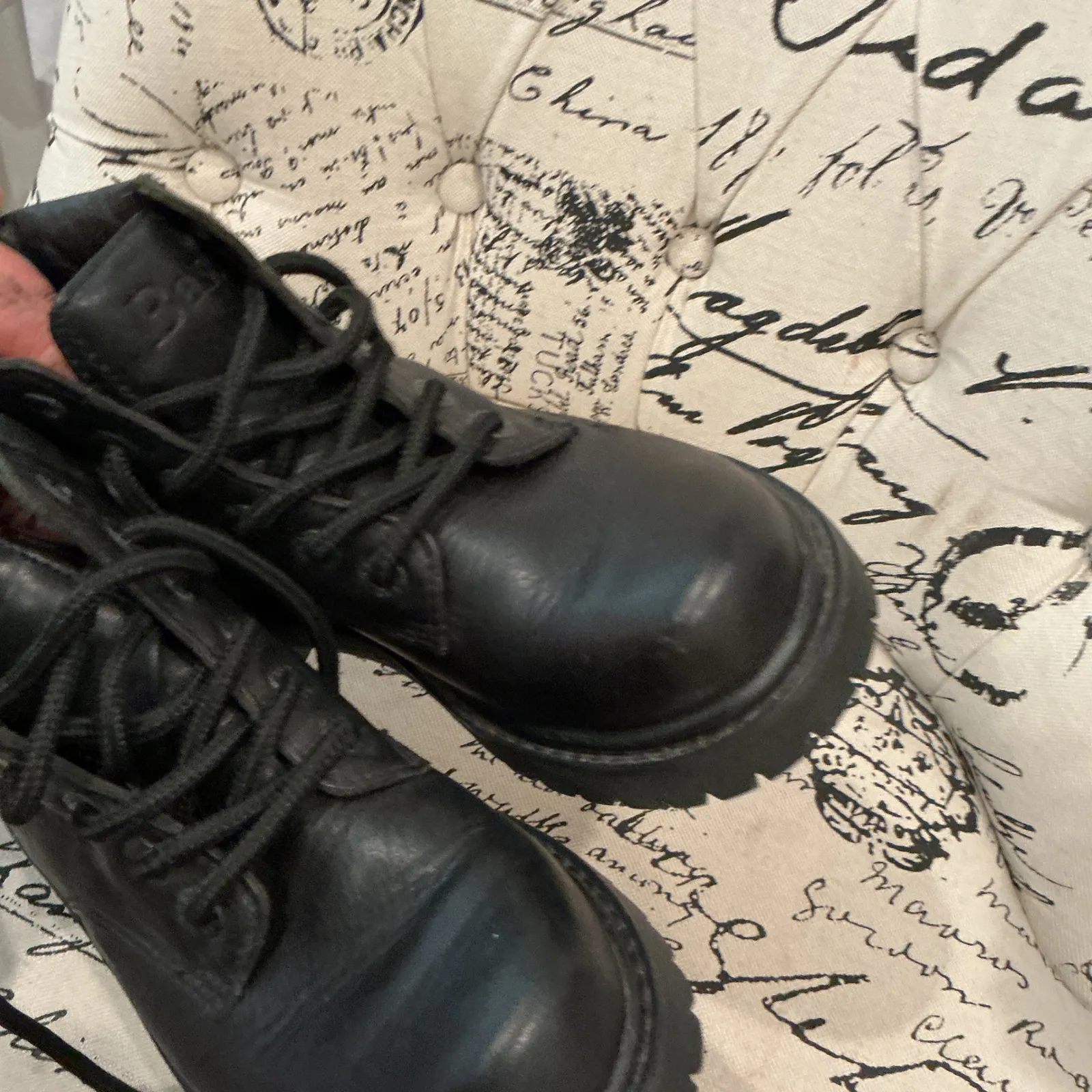 Bass Waterproof Leather Combat Boots Black Lace Up Mens 6.5 M - Image 6