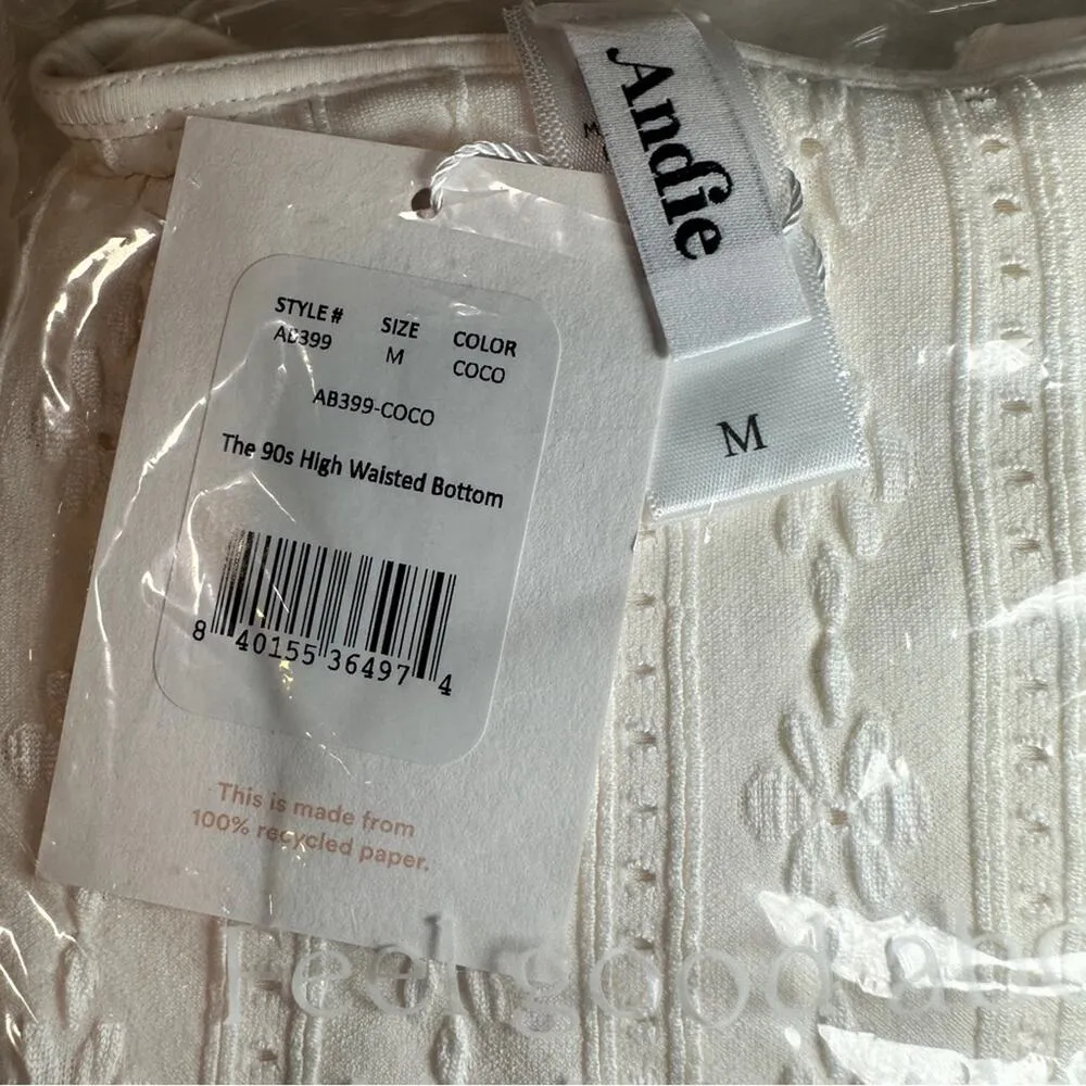 Andie Size M Coconut White Embroidered The 90s High Waisted Bikini Bottom Resort - Image 7