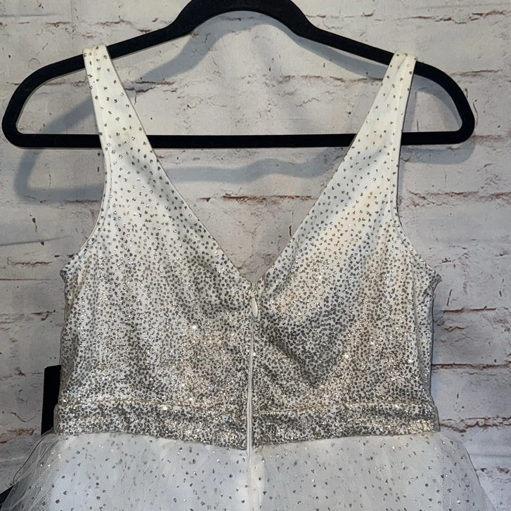 Lulus Dress Medium Sparkling White Tulle Ballerina Dream Cream Gold Skater Dress - Image 5