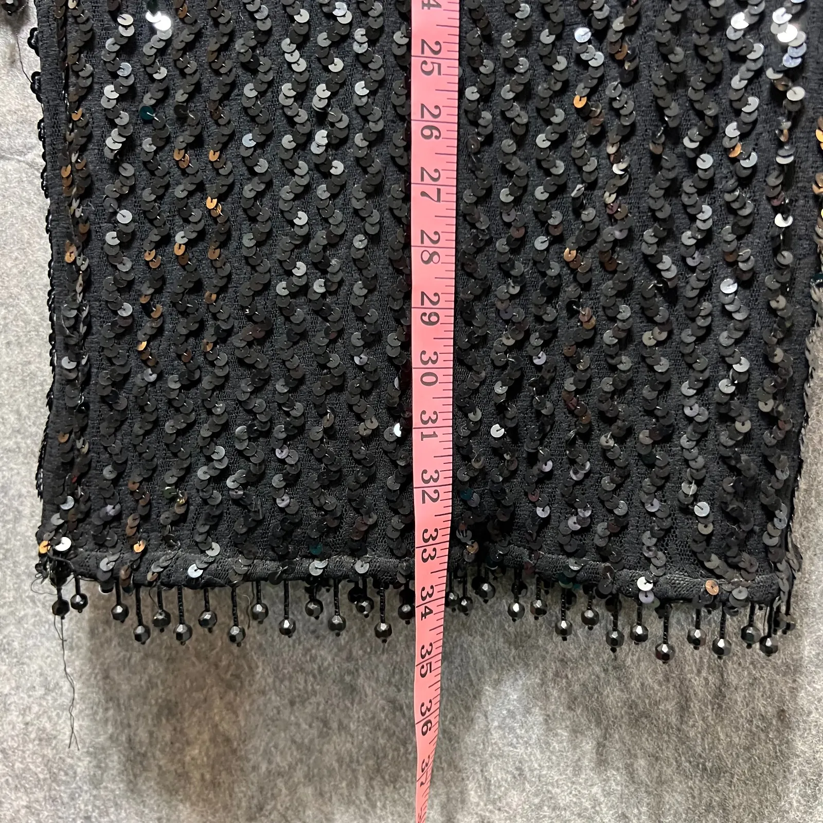 Vintage‎ Climax David Howard Black Sequin Dress 7/8 Long Sleeve Party Cocktail - Image 2