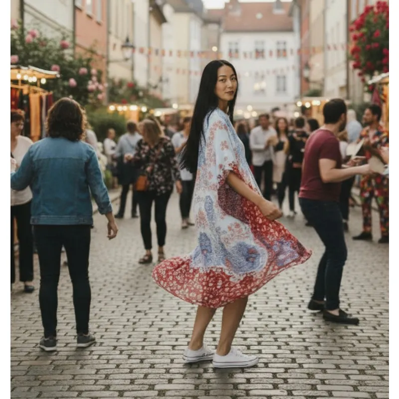 Altar'd State Multi Color Bohemian Midi Kimono OS - Image 2