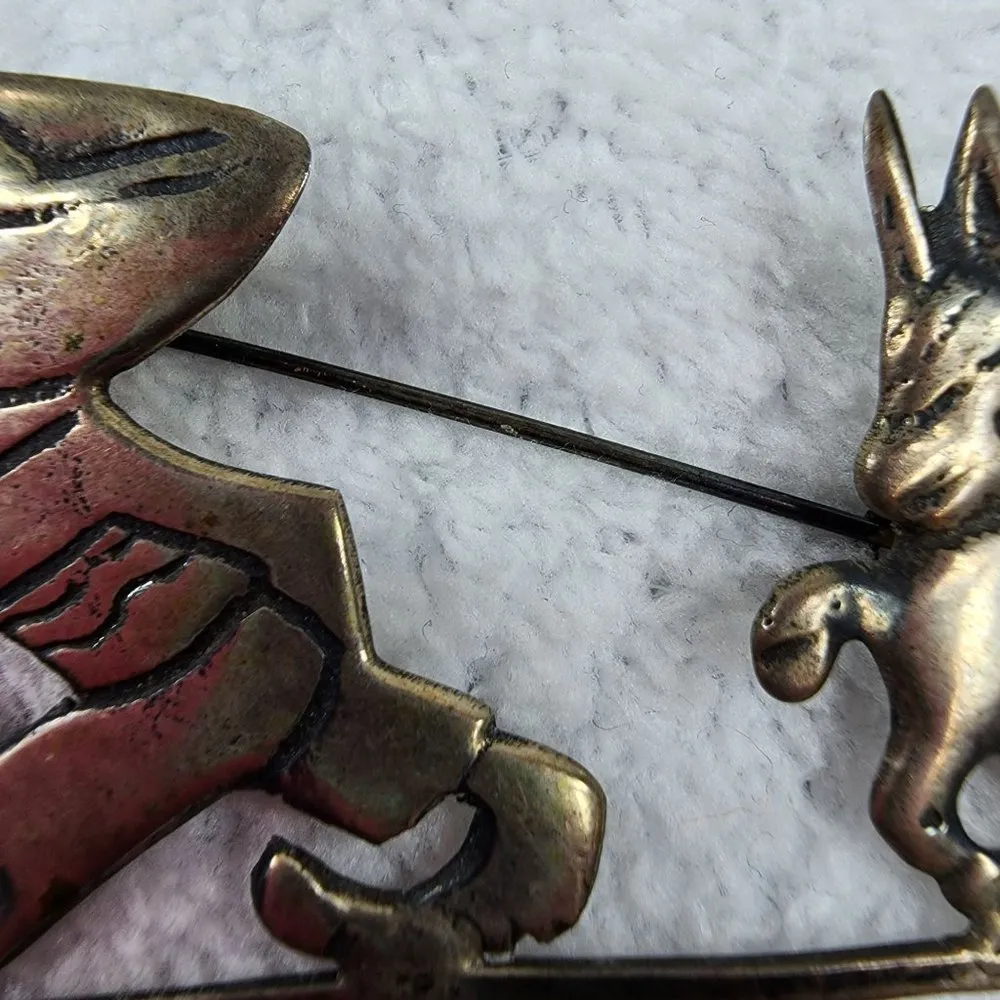 Mexico Silver Man Pulling Donkey Mule Pin Brooch Vintage - Image 9