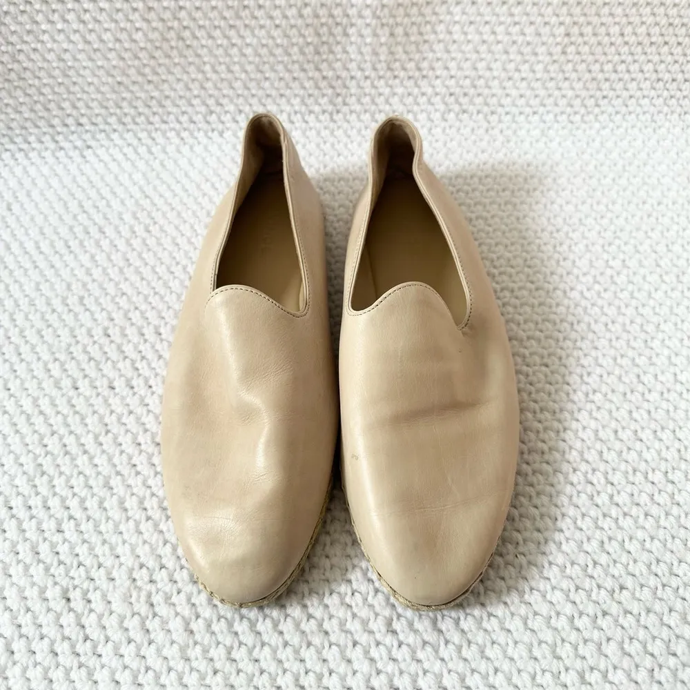 Vince Malia Beige Sand Ember Leather Espadrille Slip On Loafer Flats Women 7 - Image 5