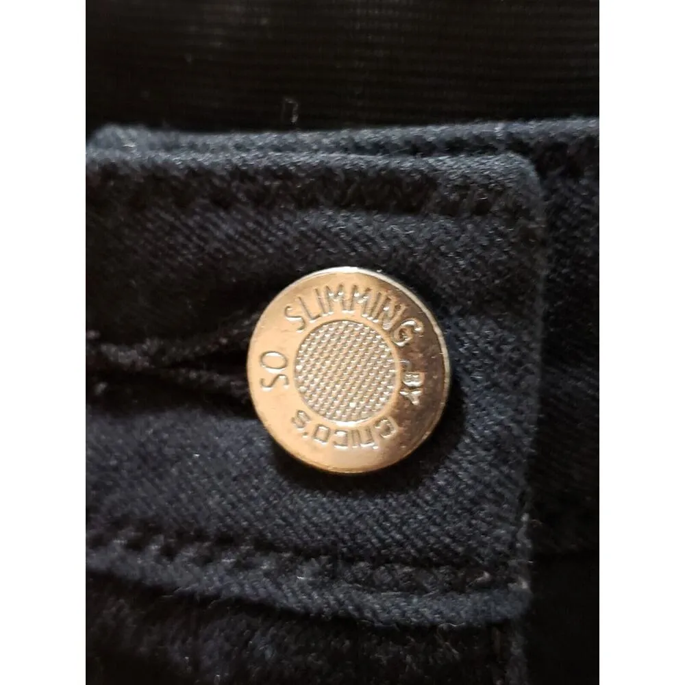 Chico's So Slimming Pants Women's Black Cotton Pockets Flat Front Skinny Leg M - Image 4