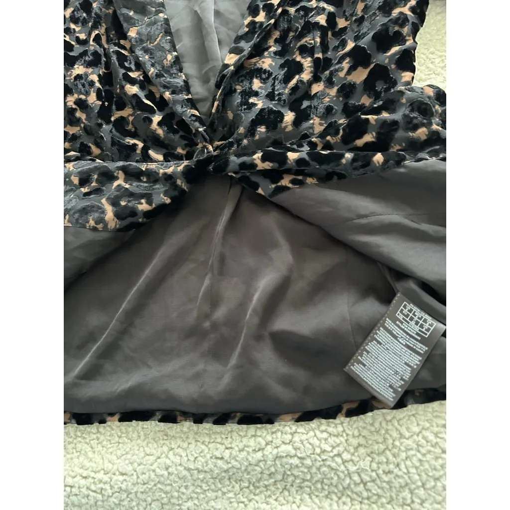 Guess $138 Women's Lisa Leopard Velour Evening Blazer Brown/Black Size 6 - Image 6
