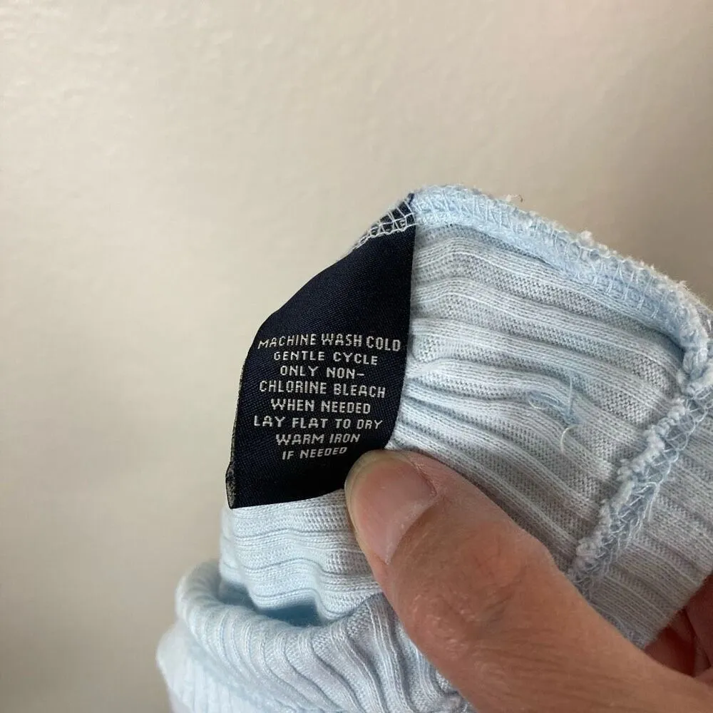 Ralph Lauren Polo Jeans Company Y2K ribbed baby T-shirt women’s M blue crewneck - Image 6