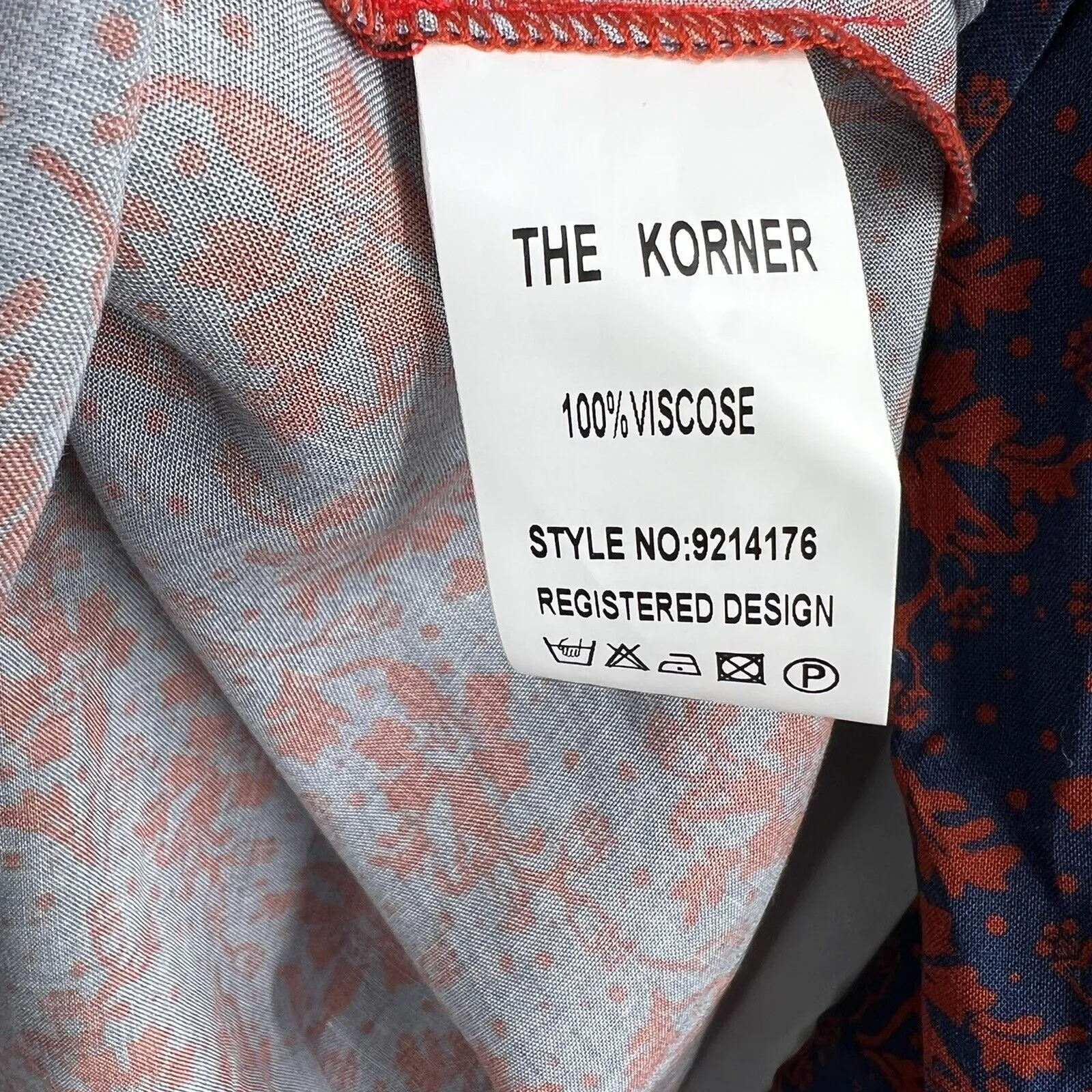 The Korner Top Folk Boho Blue‎ with Red Floral Embroidered Blouse Size Small New - Image 6