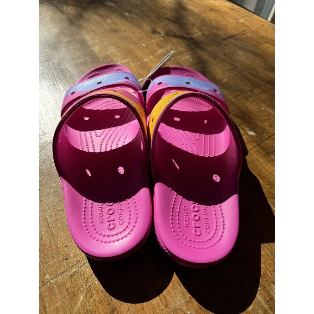 CROCS CLASSIC OMBRE ADULT SLIDE SANDELS M10/W12 Pink Two Straps Comfort Slip On - Image 8