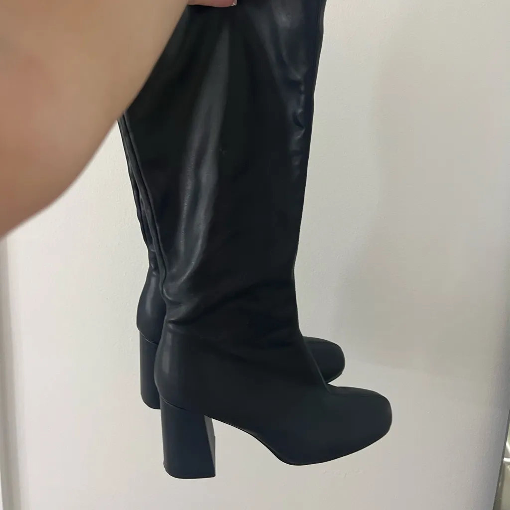 princess polly taela black leather boot size 8 - Image 7