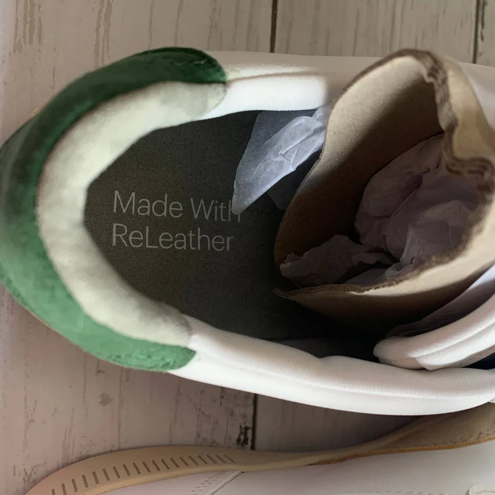 NEW Everlane The Releather Court Tennis Shoes Sneakers in White/Green/Tan - Image 6