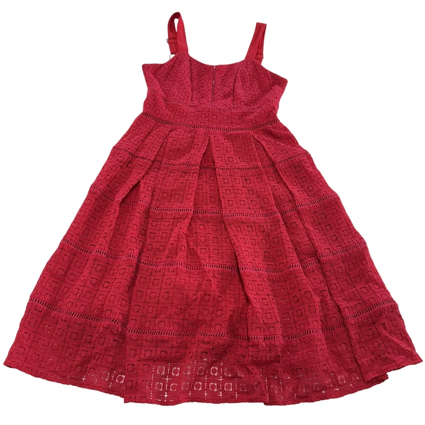 Adelyn Rae Dress Womens Extra Small Red Sleeveless Fit Flare Crochet Lace Lined - Image 1