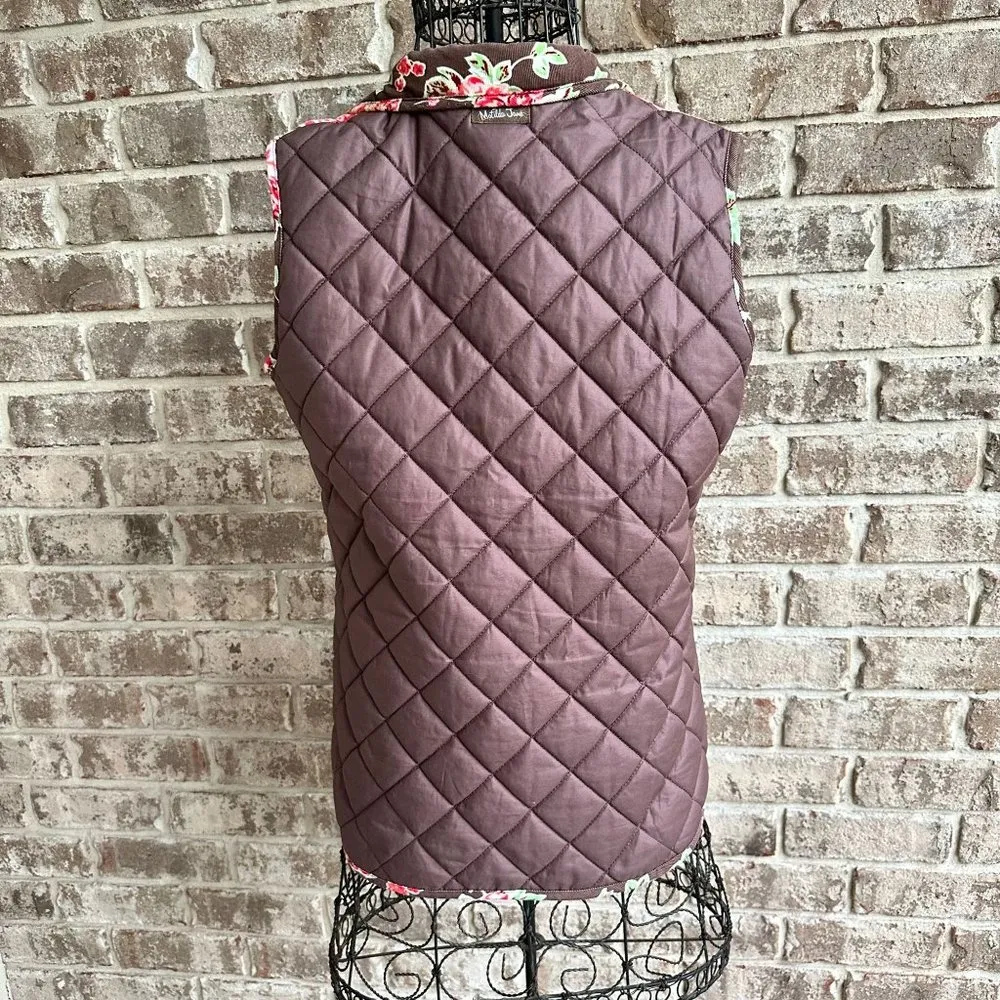 Matilda Jane Sz S Sydney Reversible Quilted Puffer Vest Brown Floral Cor… - Image 3