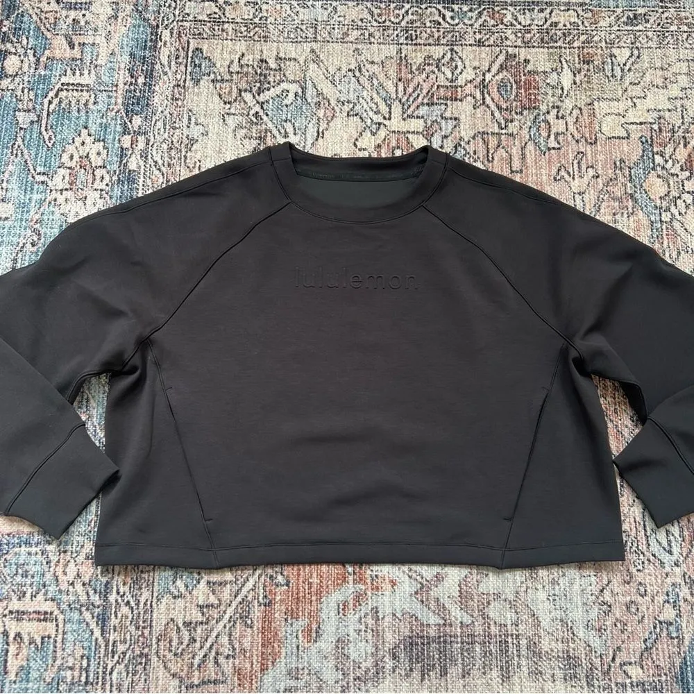 Lululemon Smooth Spacer Cropped Pullover Graphic Black Size 14 - Image 9