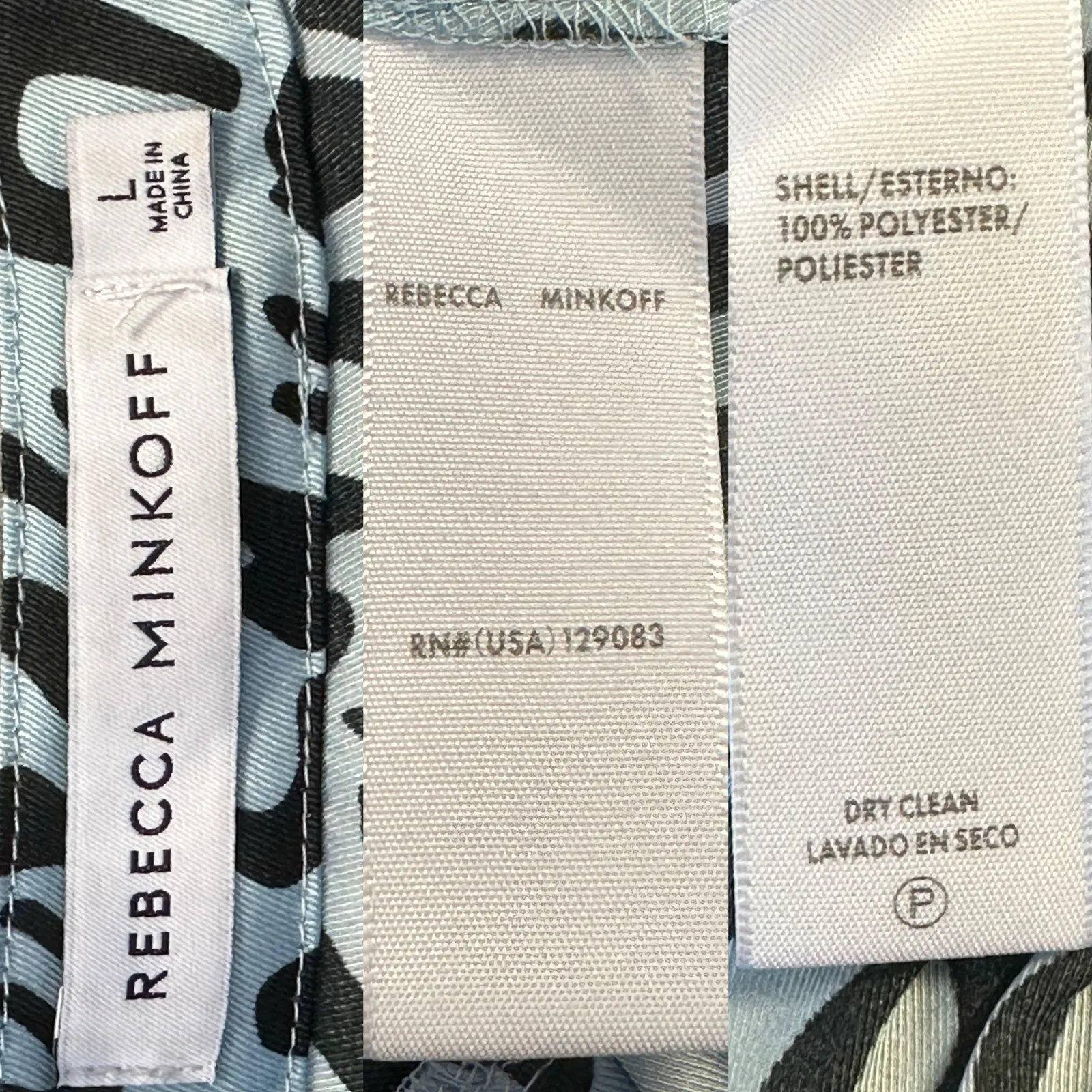 Rebecca Minkoff Aston Puff-Sleeve Tiered Blouson Mini Dress Blue Leopard Large - Image 12