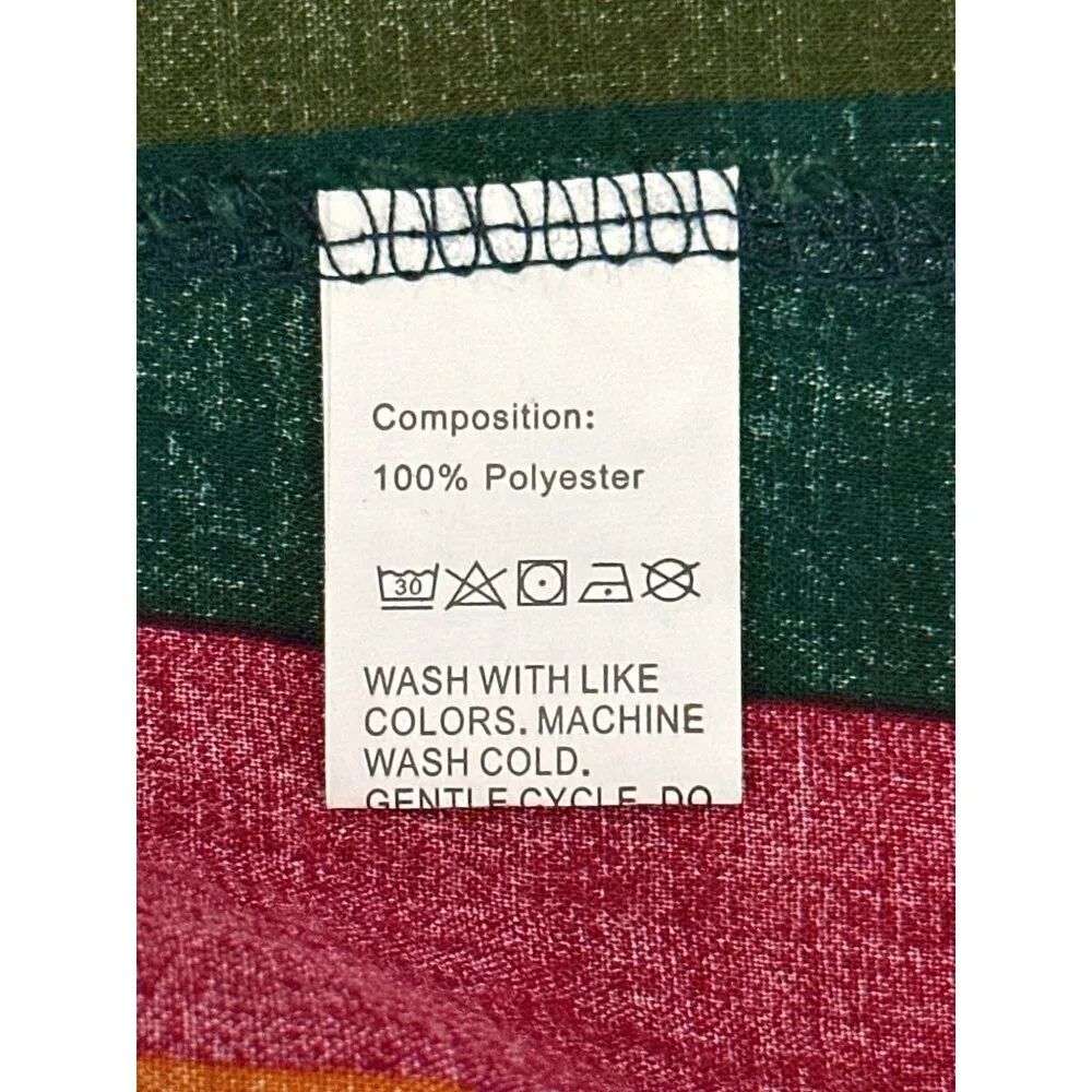 CCC Unisex Multicolor Striped Button Up Shirt Polyester Casual Retro Chic Large Blue Size undefined - Image 6