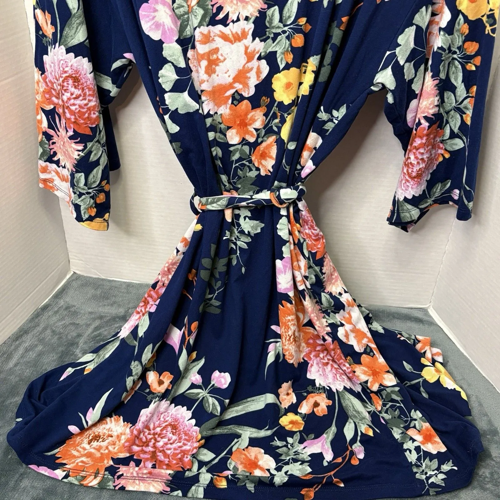 Flora Navy Blue Floral Cover Up Cardigan Women’s Size XL - Image 6