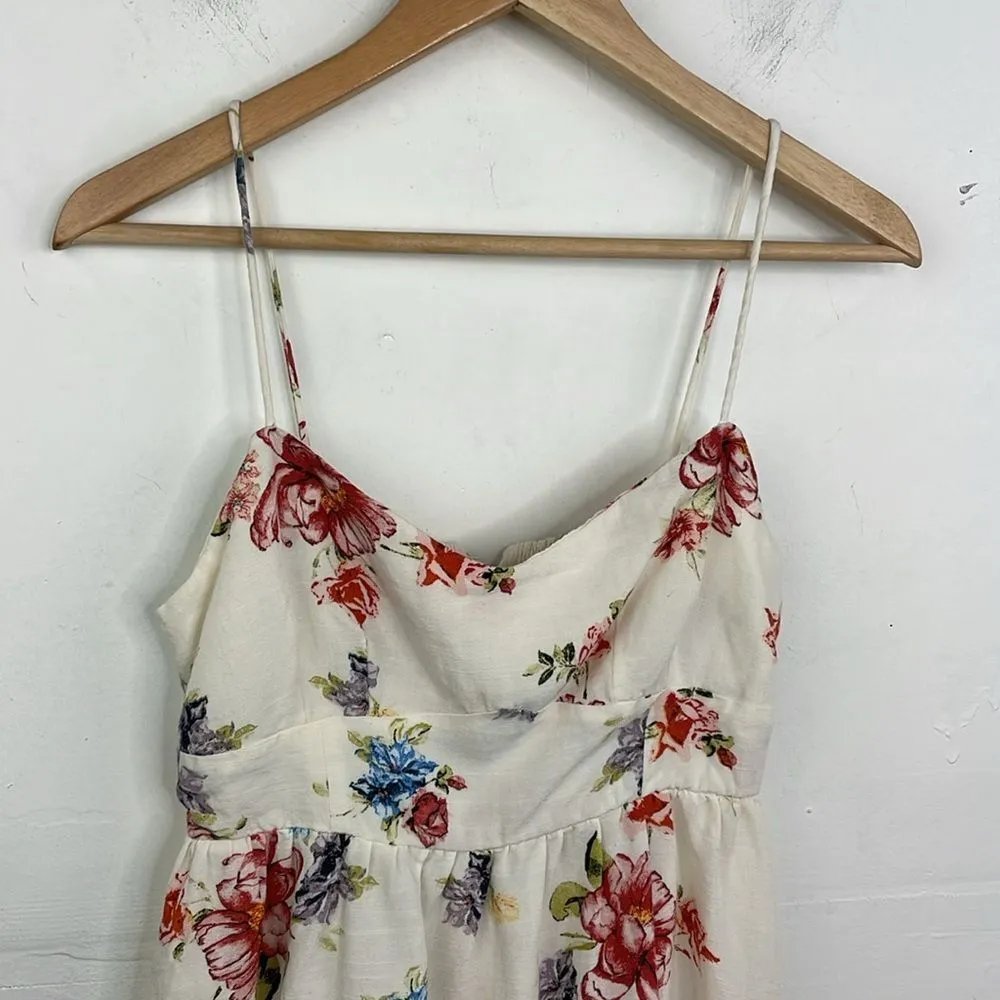 Zara Ecru Floral Print Mini Dress Floral Spaghetti Strap Dress size Medium - Image 2
