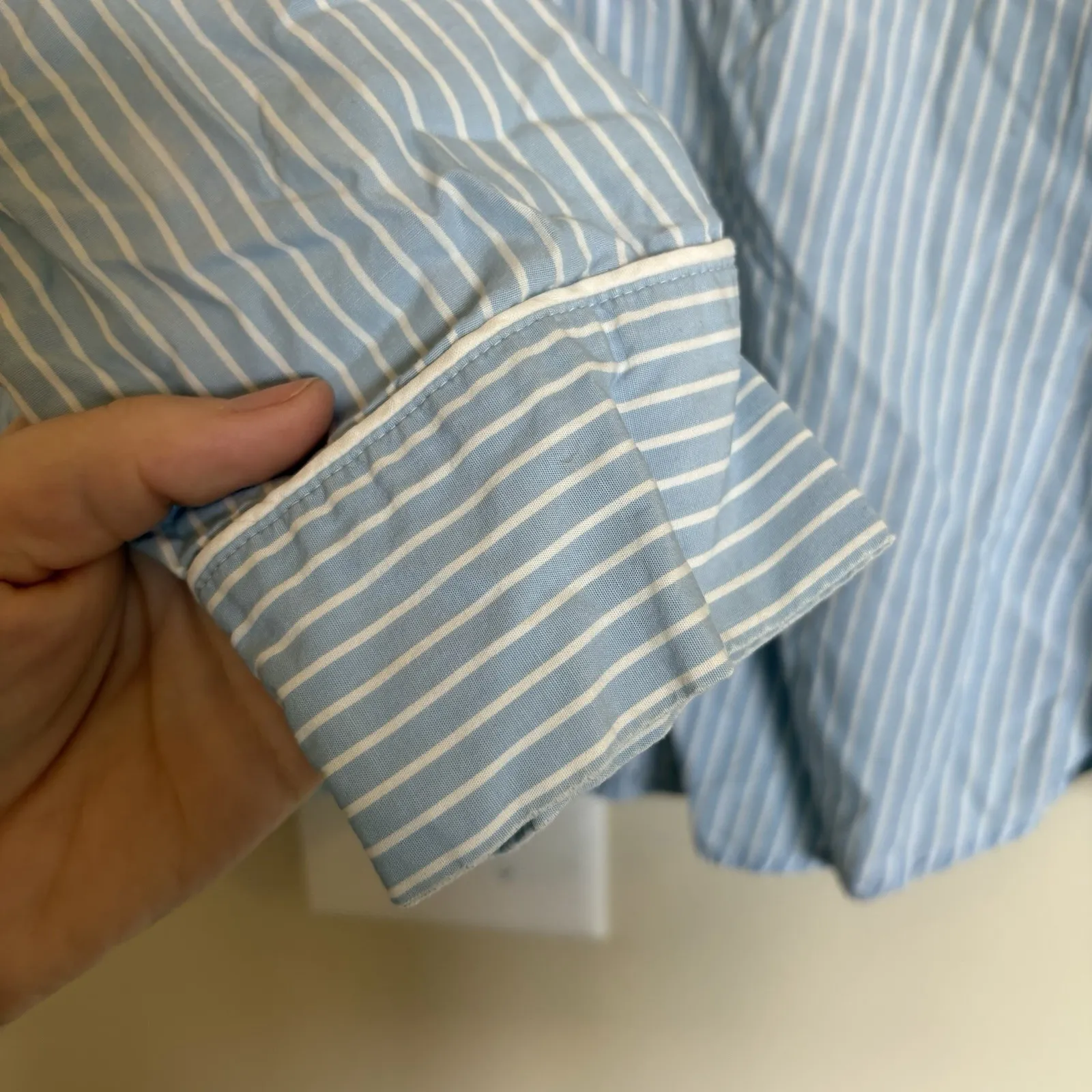Lauren‎ Ralph Lauren Sz S Button-Front Pajama Shirt Blue Striped Cotton Comfort - Image 3