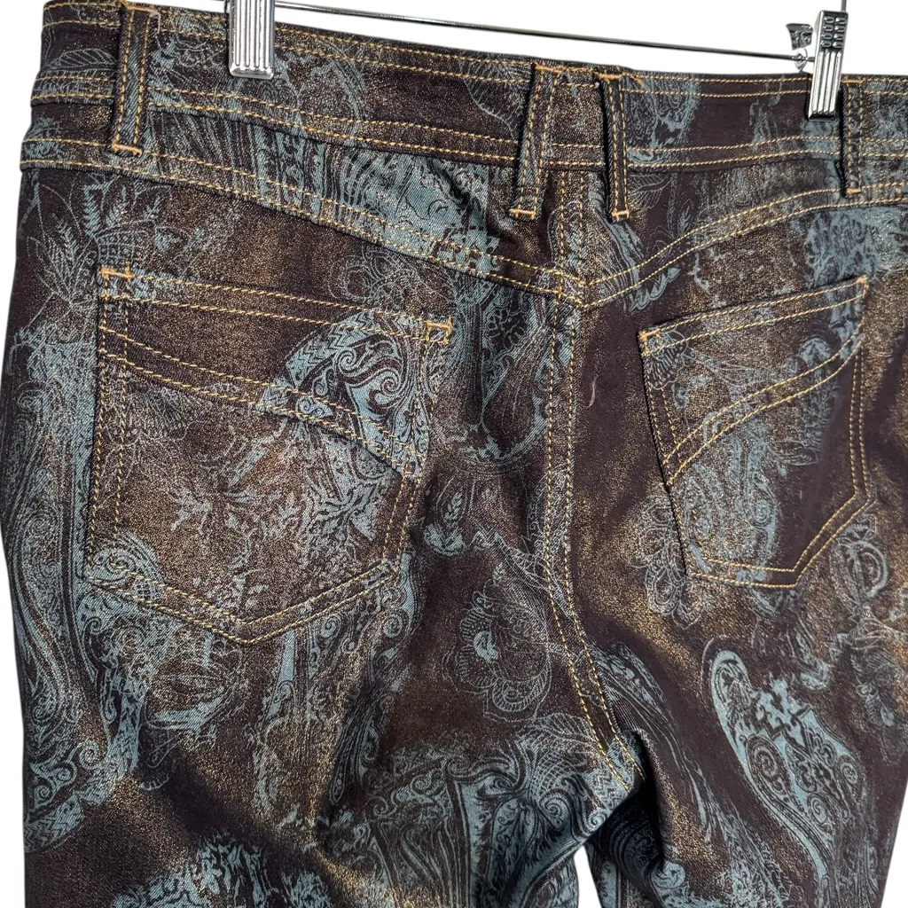 CACHE BROWN BLUE COATED FLARED JEANS SZ 10 - Image 6