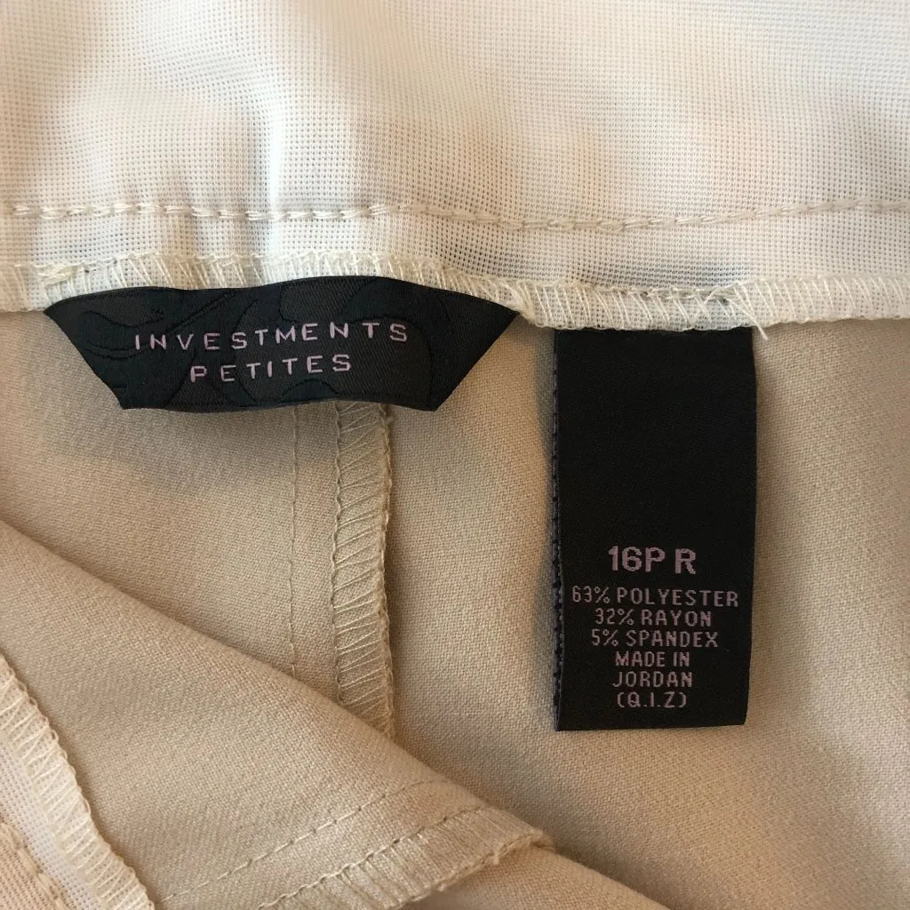 Investments Dress Pants Park Avenue Modern Straight Leg Slimming Beige 16P - Image 5