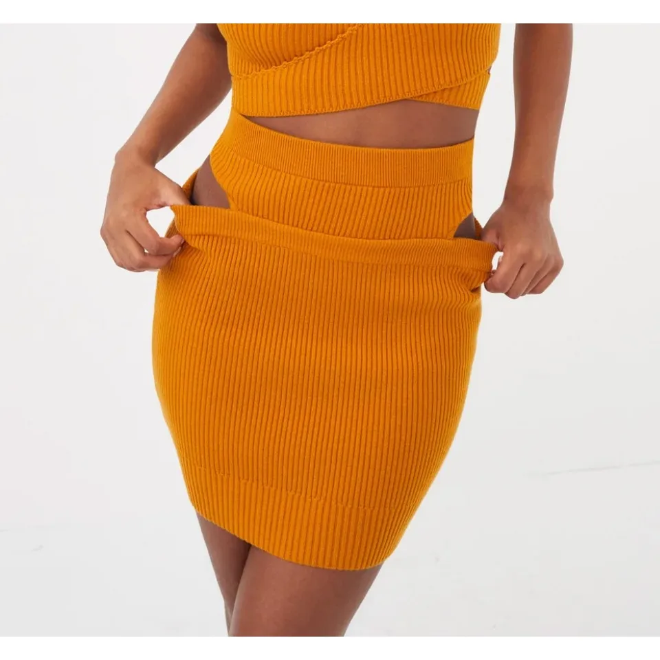 For Love And Lemons Maggie Ribbed Skirt Cutout Maroon Size Small - Image 9