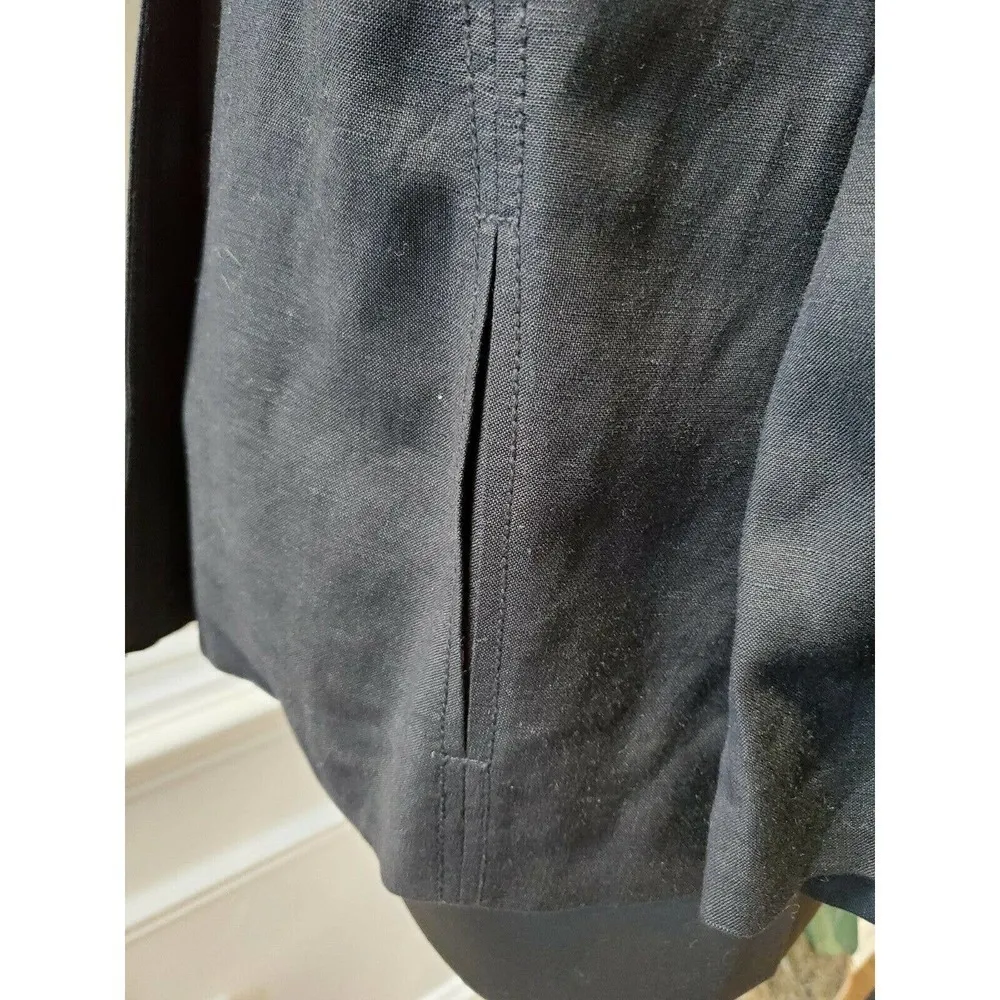 NewPort News Women's Black Linen & Rayon Long Sleeve Casual Button Coat Size 10 - Image 5