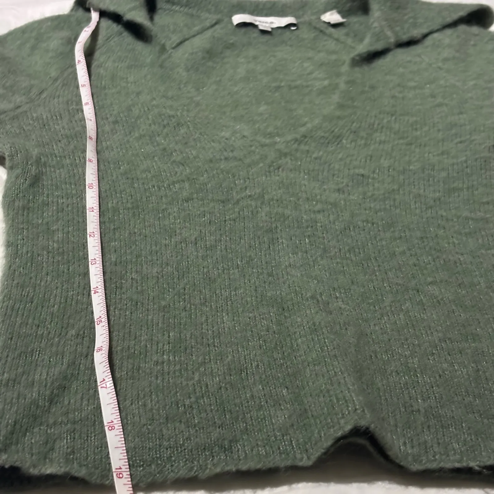 VINCE Alpaca Wool Blend Collared V Neck Long Sleeve Sweater XXS Sage Jade Green - Image 11