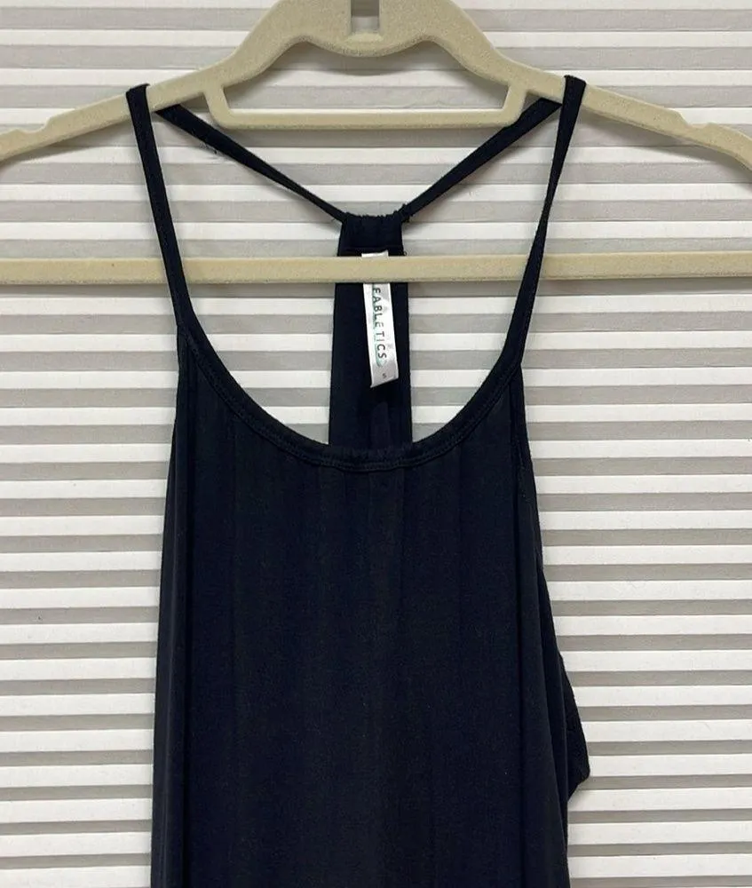 Fabletics Neema Black Comfy Stretch Cotton Draped Racerback Maxi Dress - Image 5