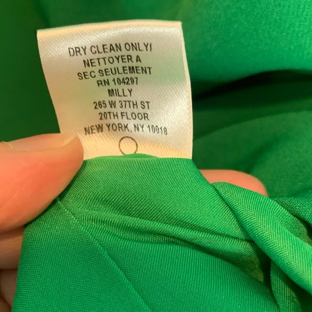 Milly Emerald Green One Shoulder Sheath Dress Dramatic Bell Sleeve - Image 4