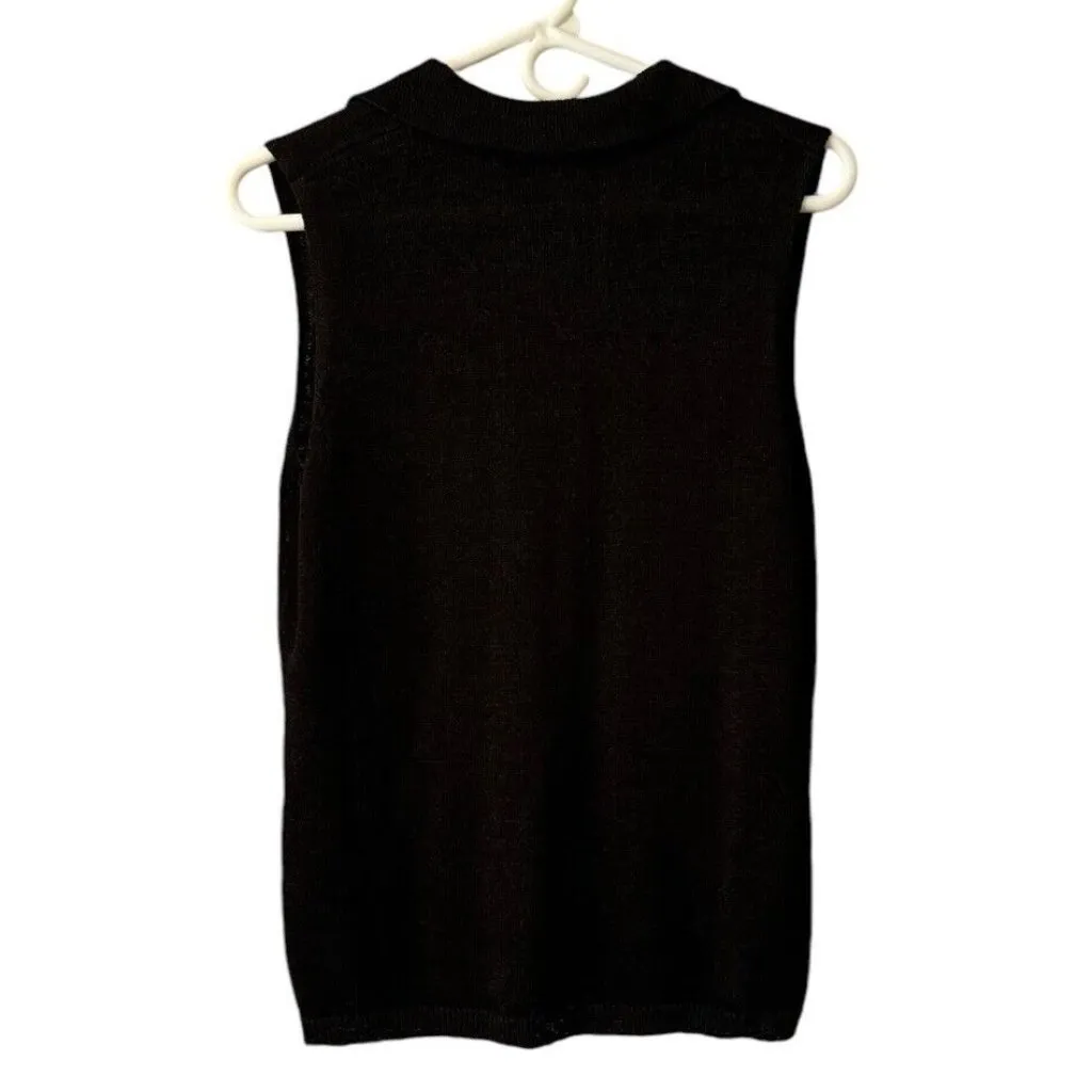 Josephine Chaus Black Sleeveless Lightweight Polyester Blend Sweater Size Large - Image 2