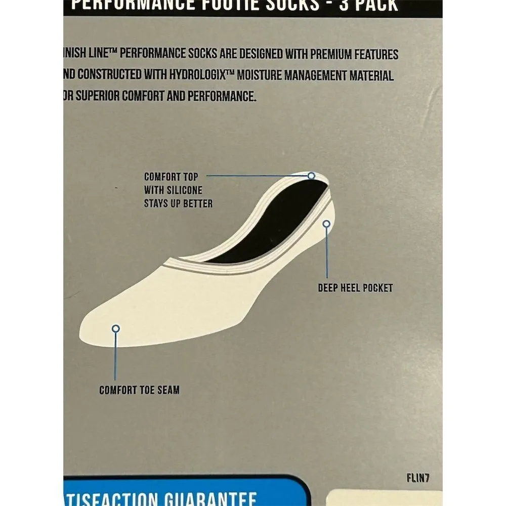 Finish Line No Show Socks 3 Pack Women's Shoe Size 5 - Image 7
