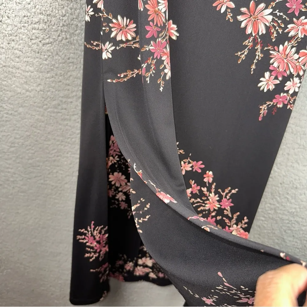 La Belle Vintage Dress Womens Y2K Medium Black Floral Scoop Neck Maxi Cocktail - Image 5