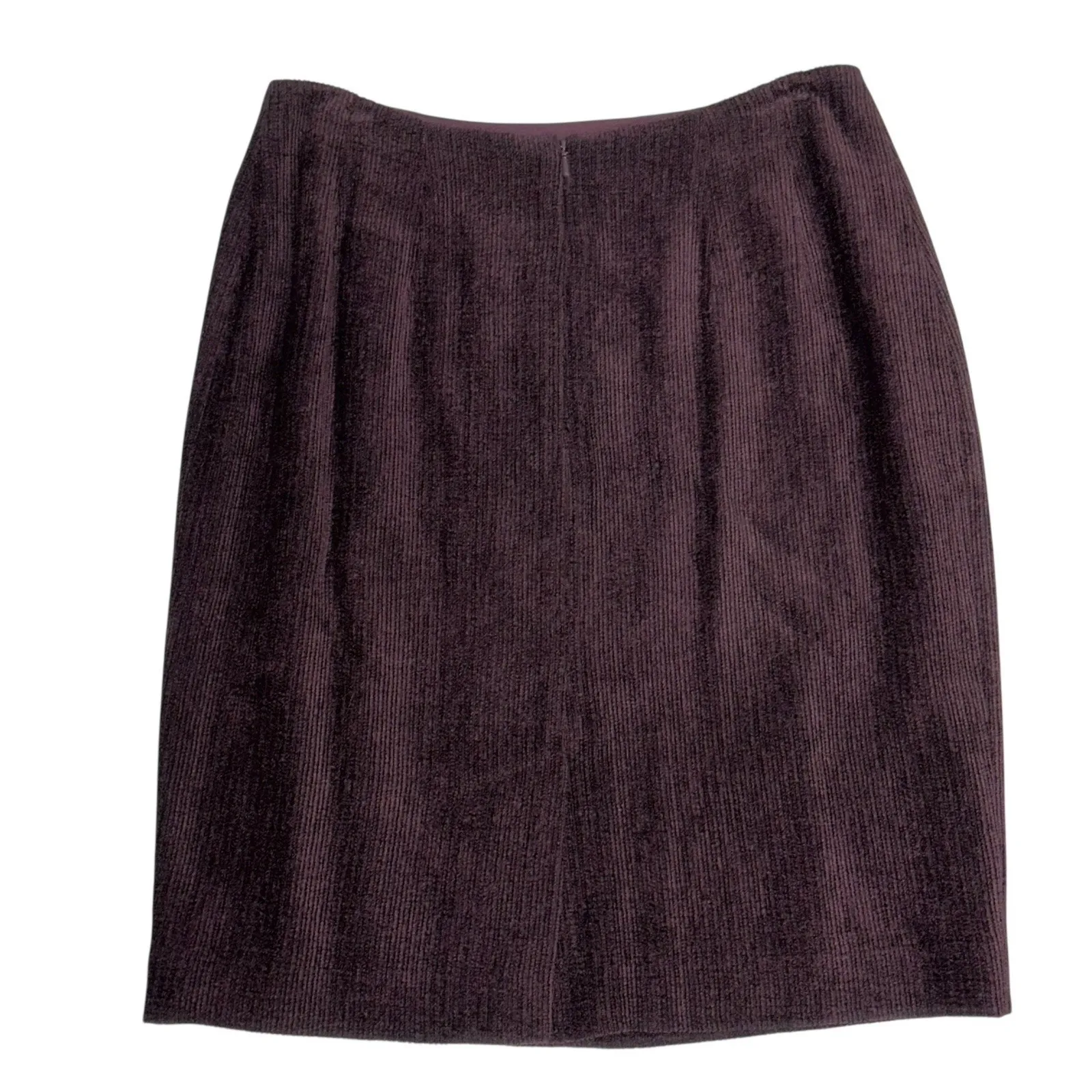Emanuel Ungaro Burgundy Corduroy Pencil Skirt Size 8 Back Zipper Closure Lined Red - Image 2