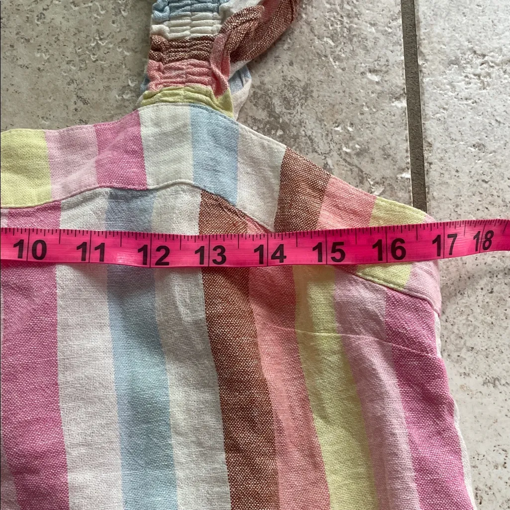 J. Crew Button Down Ruffle Sleeve Striped Linen Blend Top - Image 12