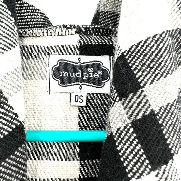 Mud Pie One Size white black plaid open front vest buffalo‎ check - Image 3