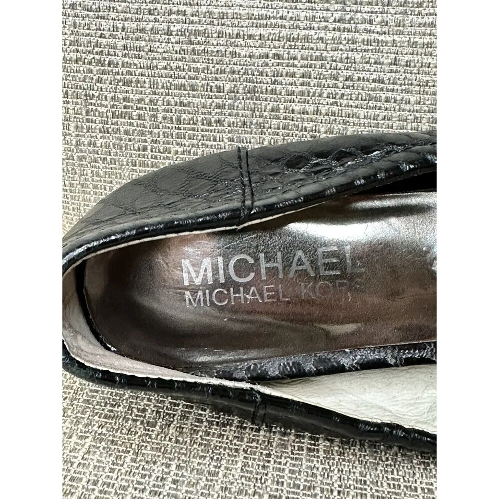 Fulton Black Quilted Leather Ballet Flat Shoes Silver MK Women’s 5 - Image 8