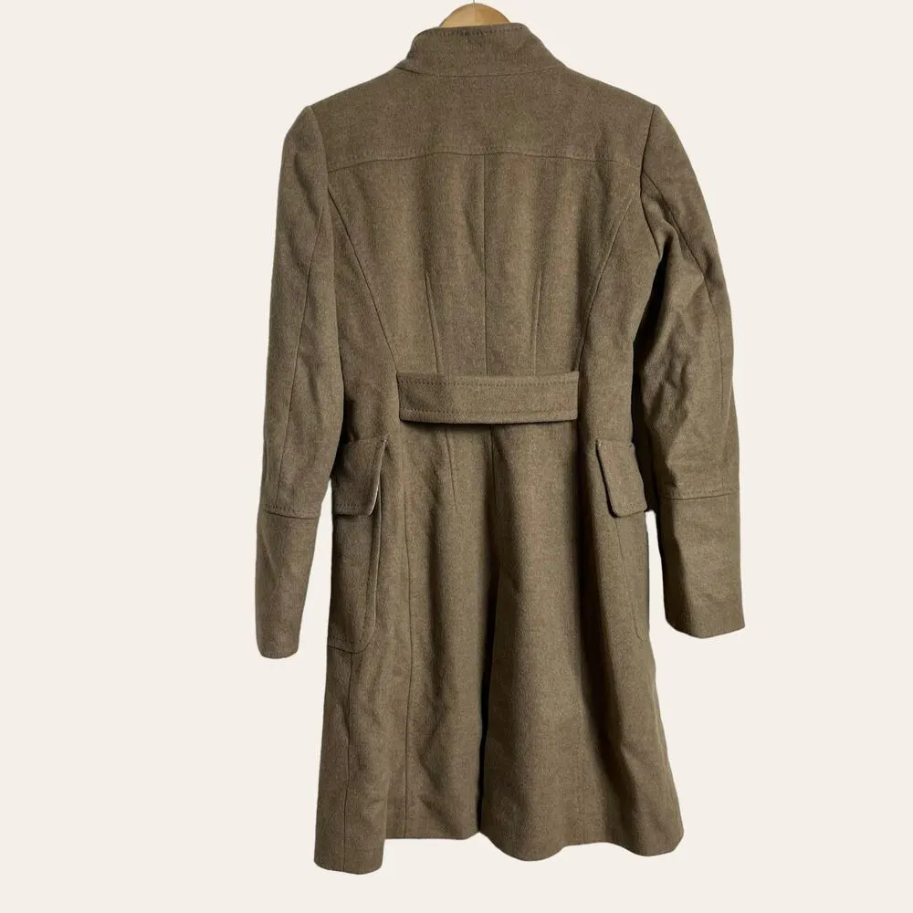 Zara Taupe Brown Single Breasted Wool Blend Over Coat Size Small - Image 5