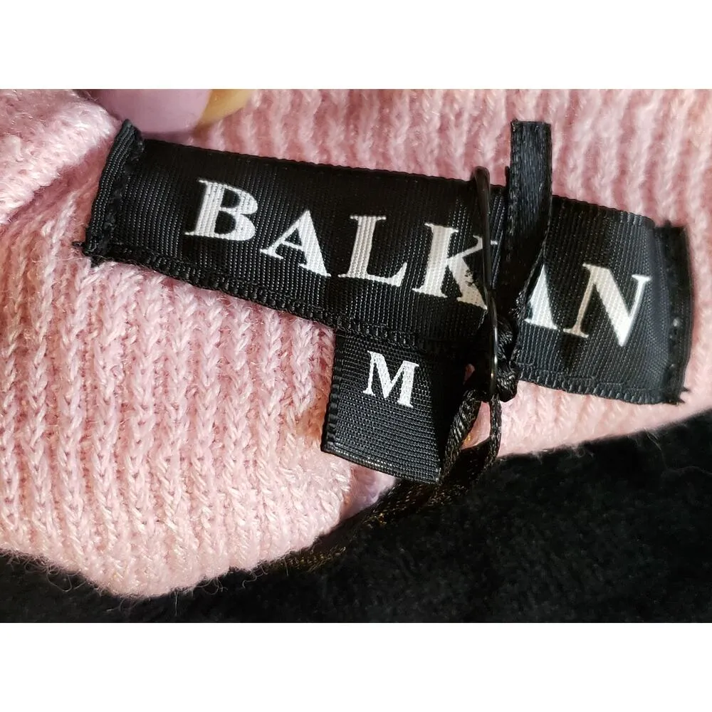 Balkan Sweater Womens Medium Pink Knitted High Low Bow Back Round Neck Pullover - Image 3
