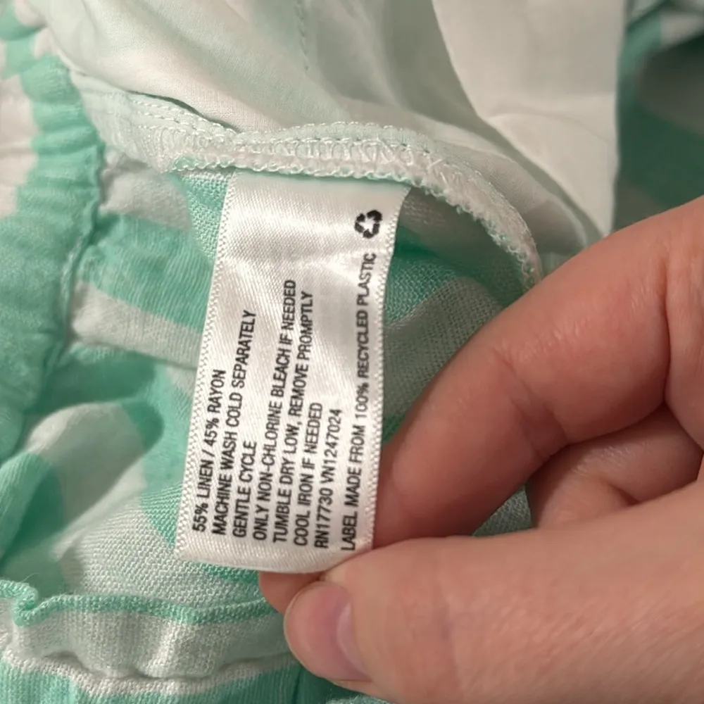 Stoney clover lane x Target striped linen blend front tie shorts green white M - Image 10